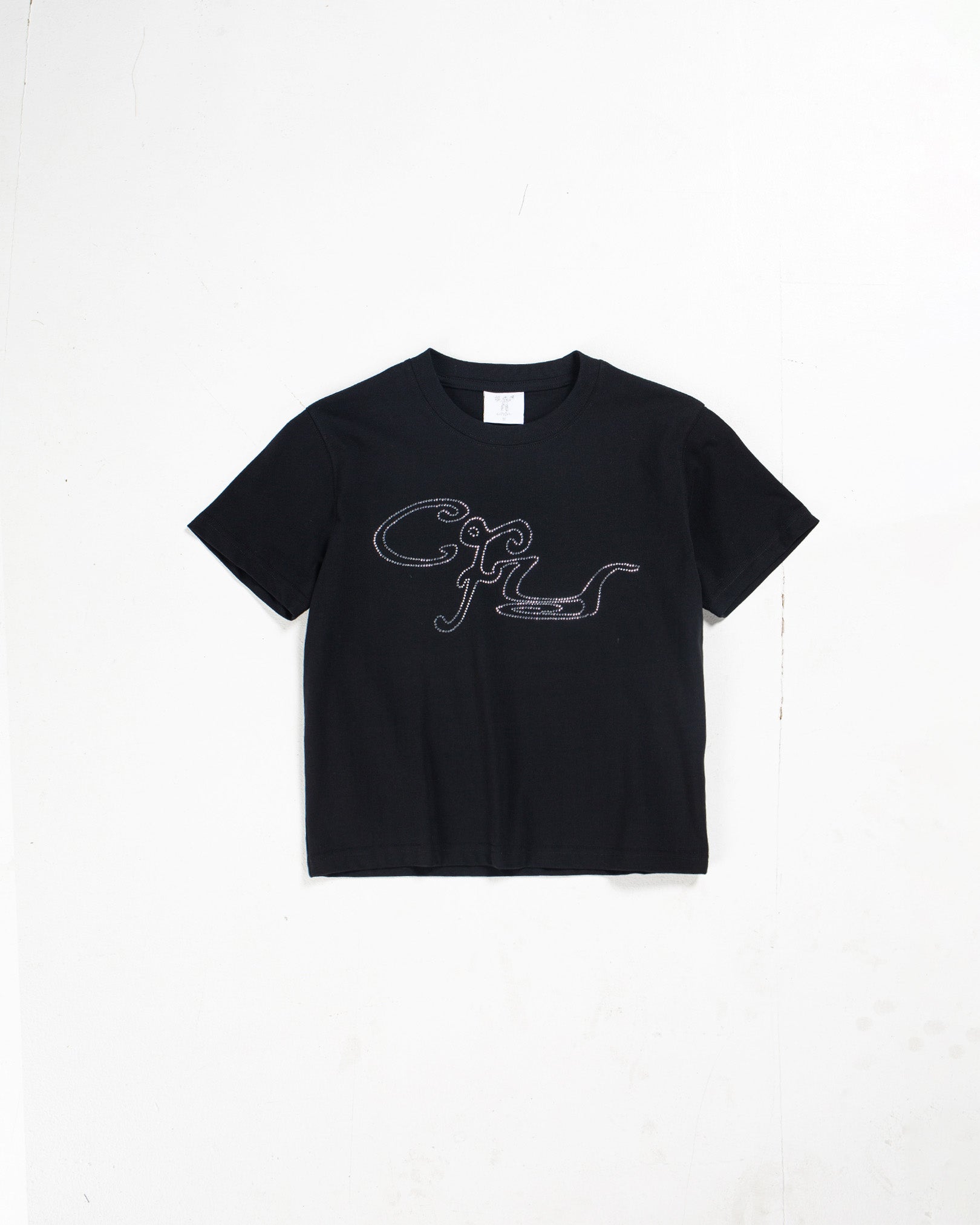Candice - Rhinestone Baby Tee - Black