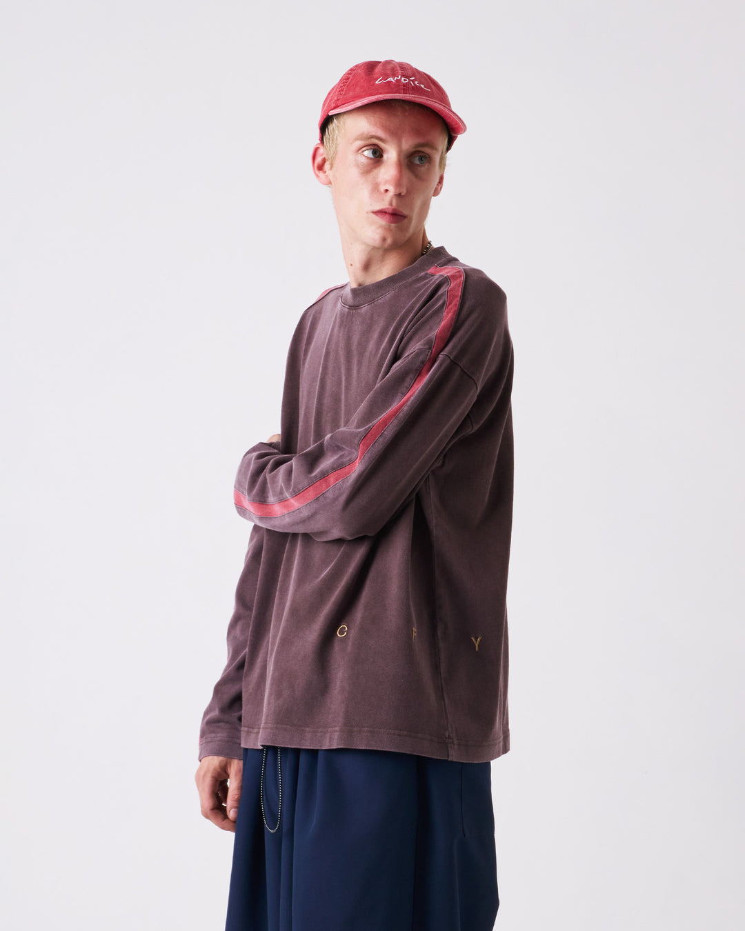 Candice - Washed Racer L/S - Brown + Red