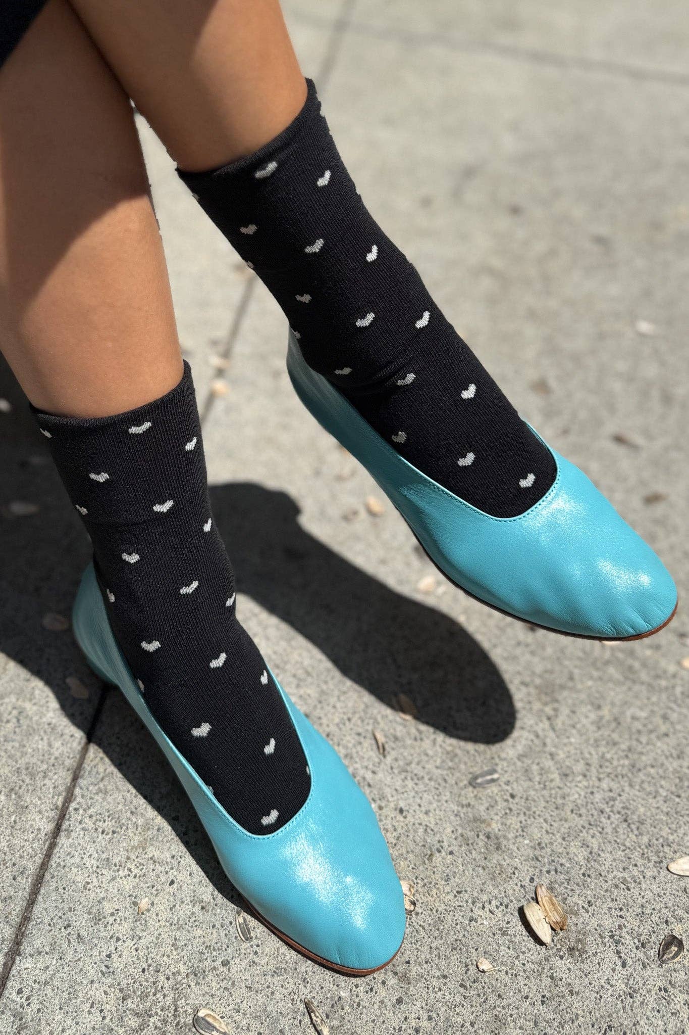 Le Bon Shoppe - Heart Sneaker Sock - Black/Cream
