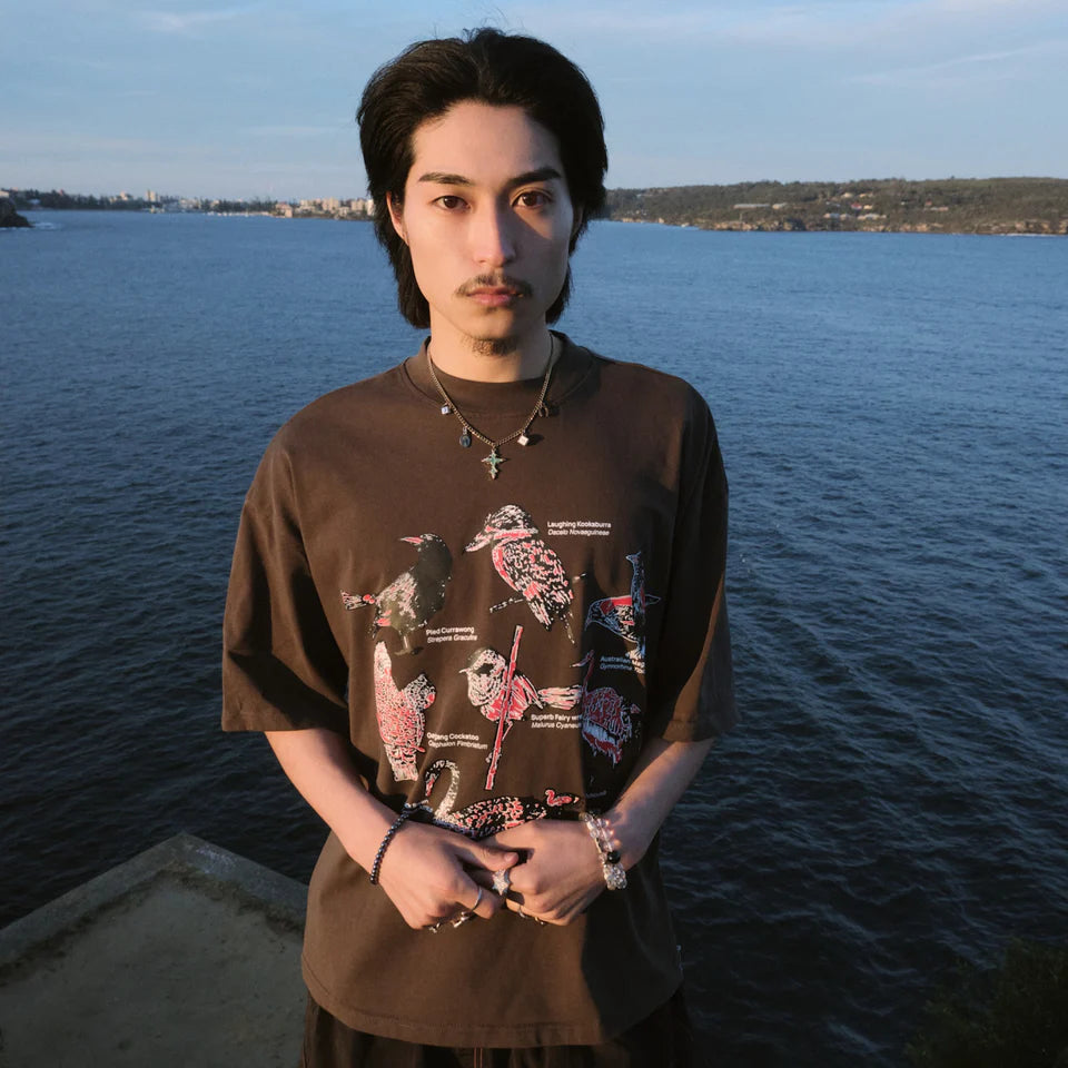 Listen - Sounds Of Australia Tee - Charcoal Brown