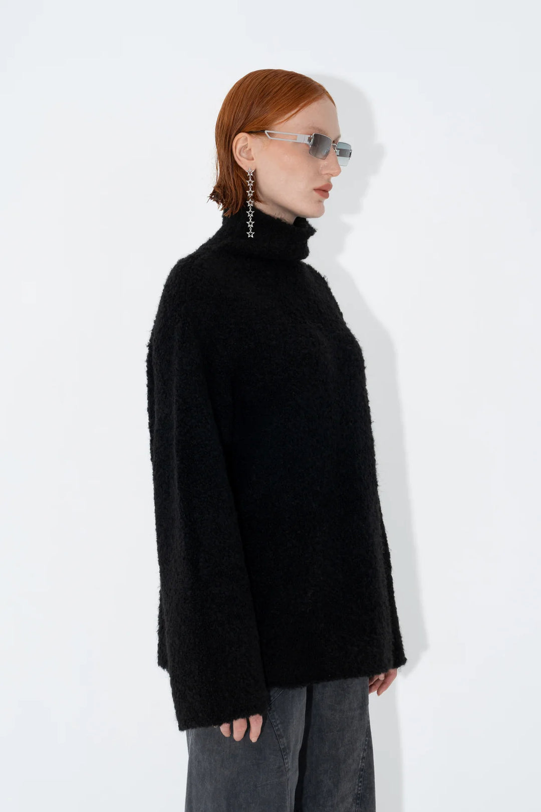 Arthur Apparel - Oversized Funnel Neck Sweater - Black