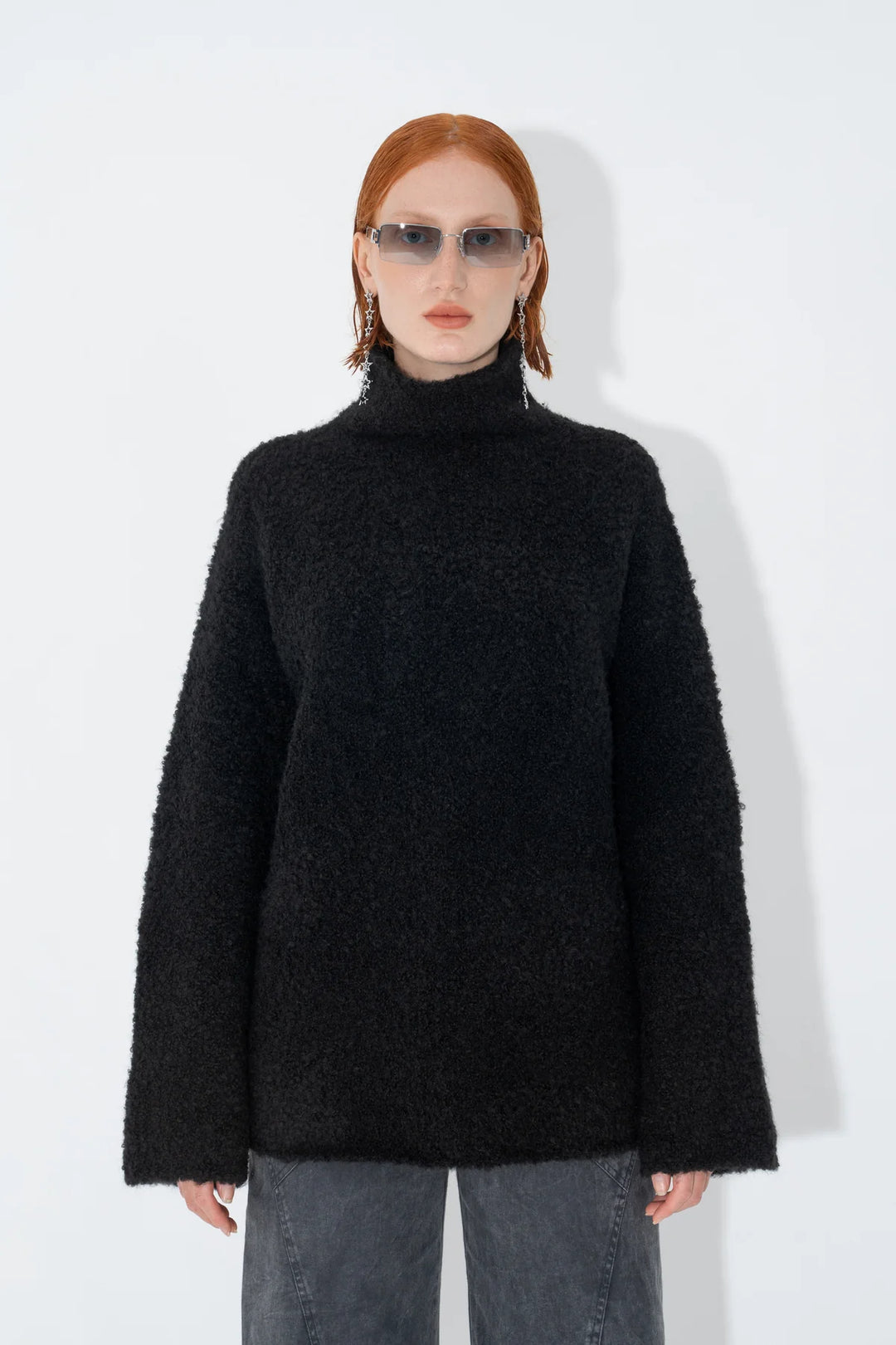 Arthur Apparel - Oversized Funnel Neck Sweater - Black