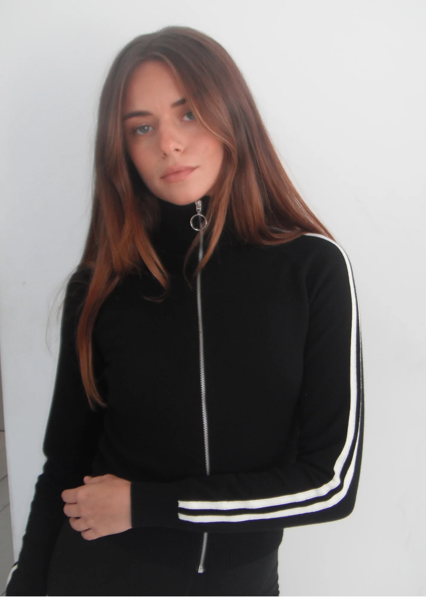 Pinky & Kamal - Striped Knit Bomber - Black Cream