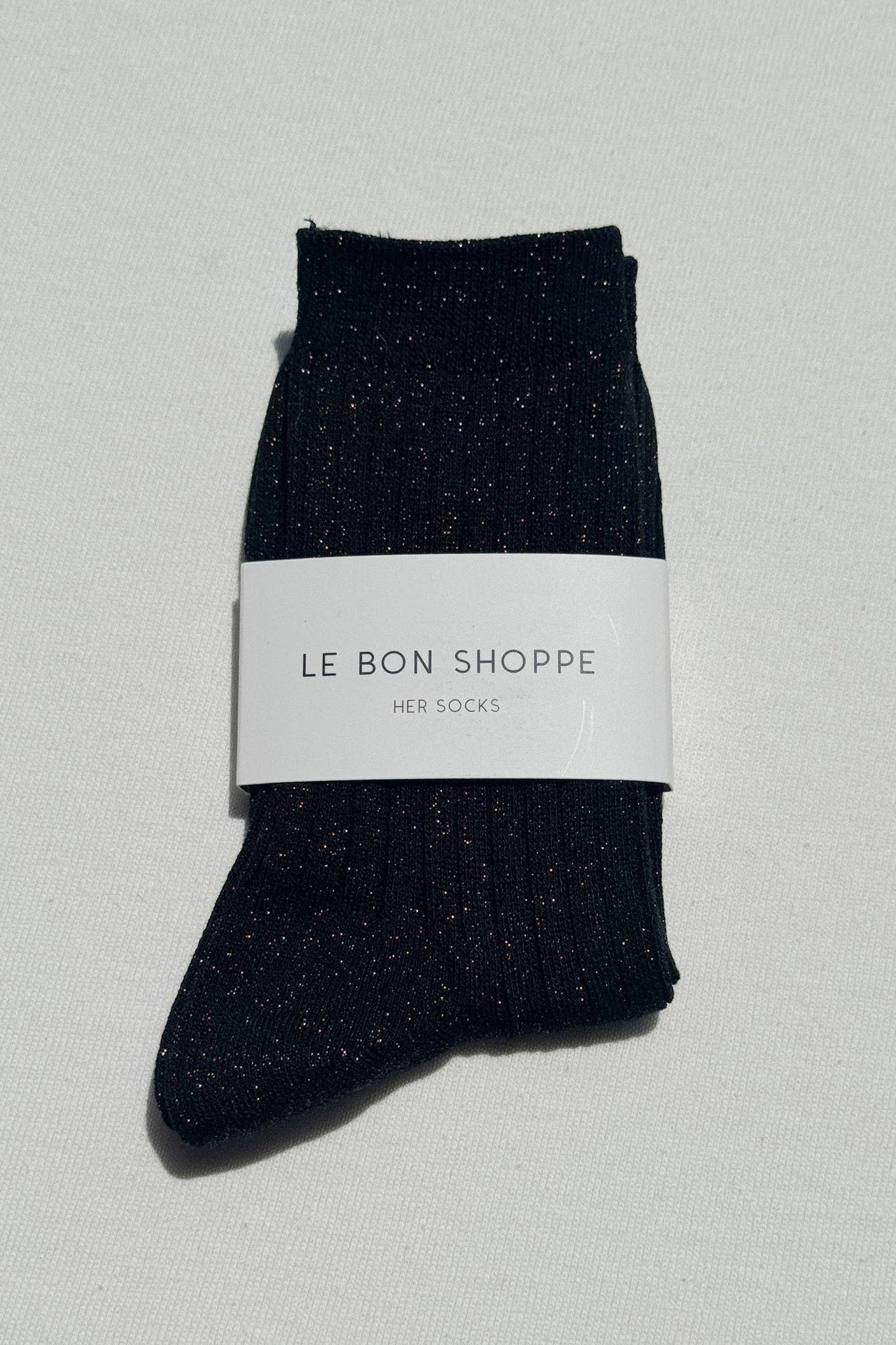 Le Bon Shoppe - Her Socks - Lurex Copper Black