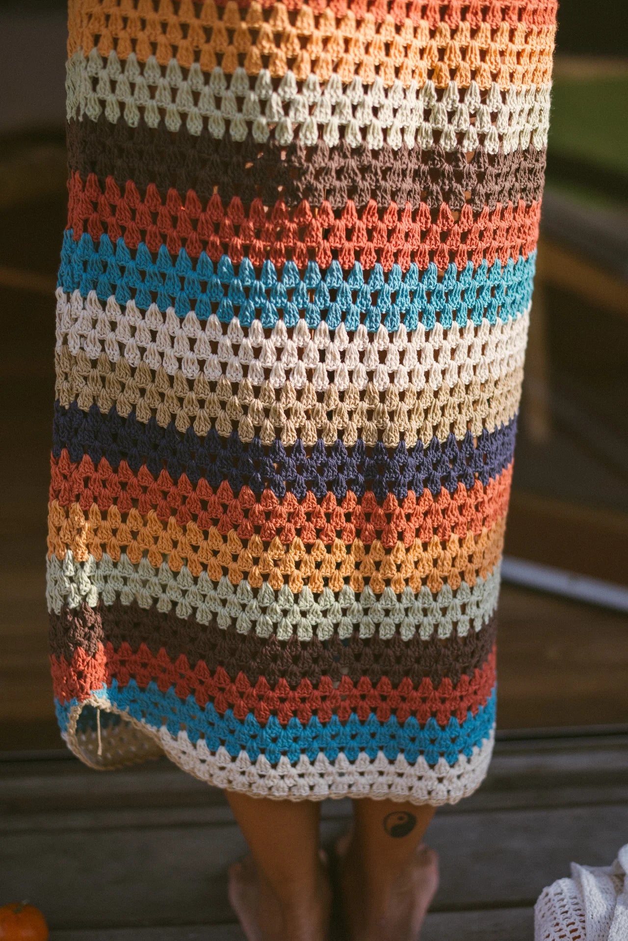 Atmosea - Crochet Midi Skirt - Vintage Rainbow