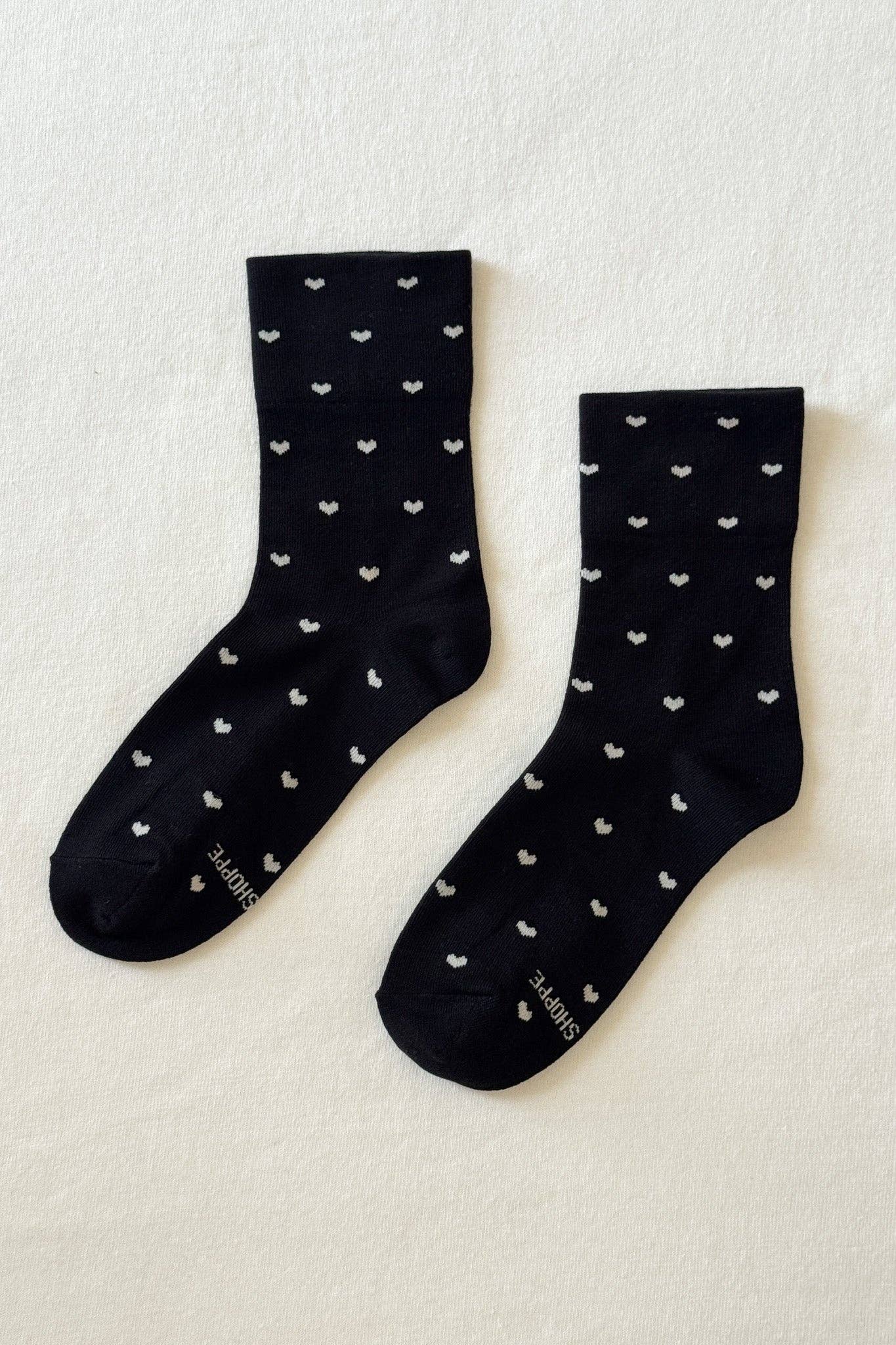 Le Bon Shoppe - Heart Sneaker Sock - Black/Cream