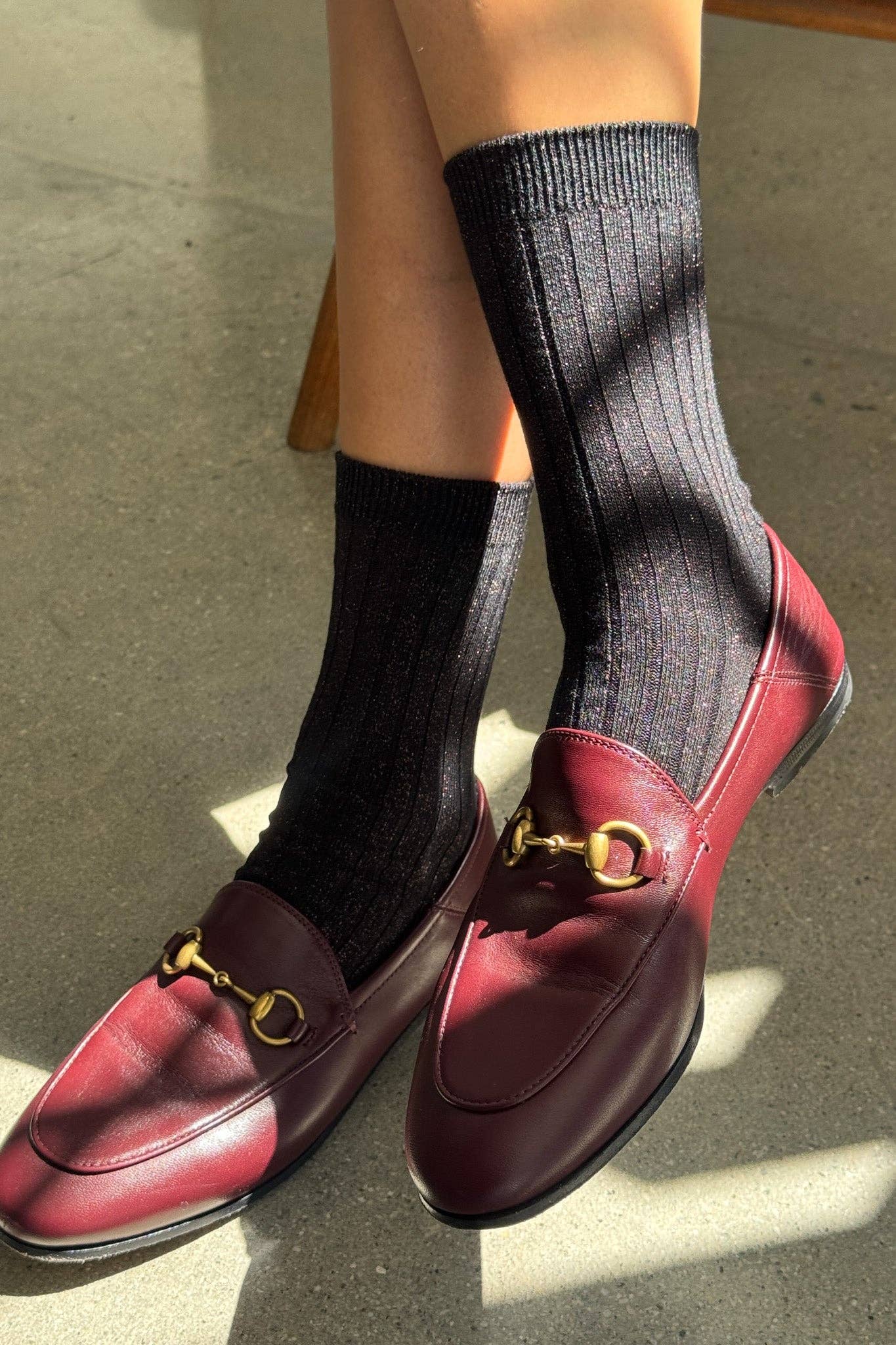 Le Bon Shoppe - Her Socks - Lurex Copper Black