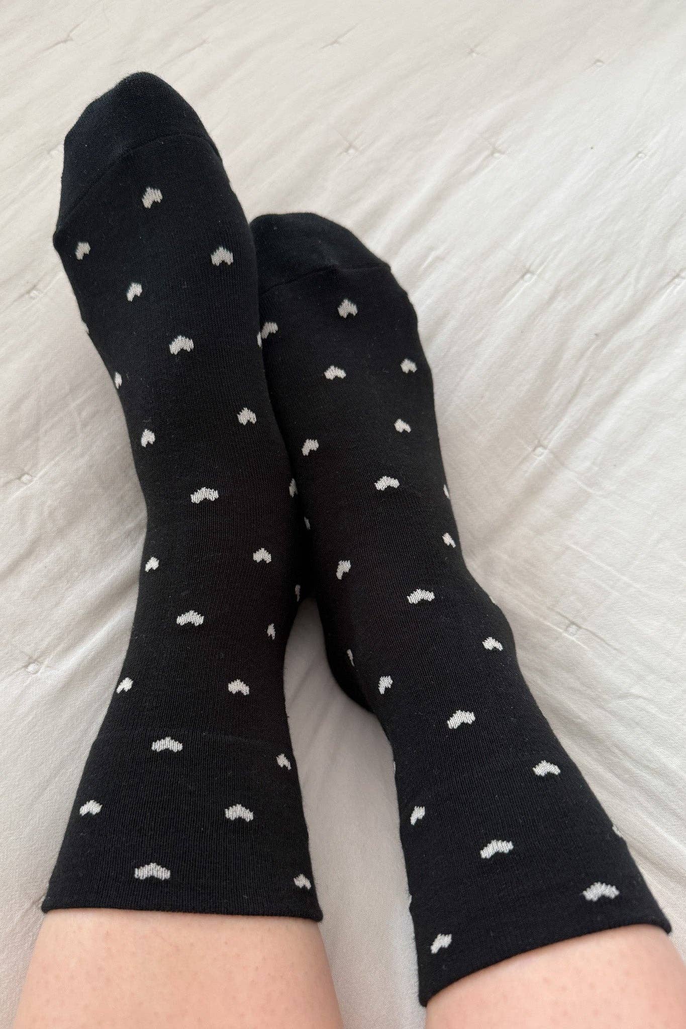 Le Bon Shoppe - Heart Sneaker Sock - Black/Cream