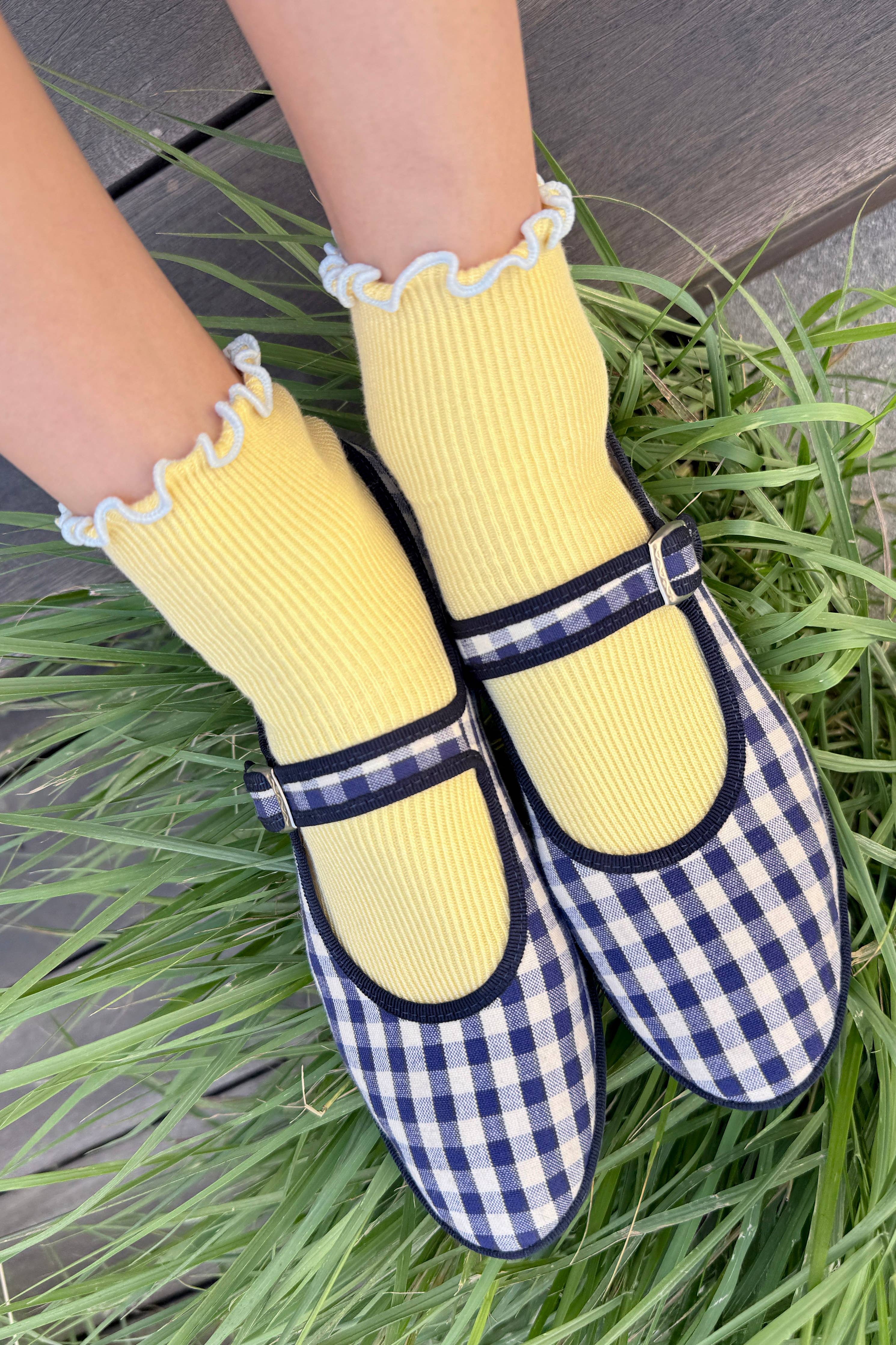 Le Bon Shoppe - Petite Ruffled Socks - Butter/ Baby Blue