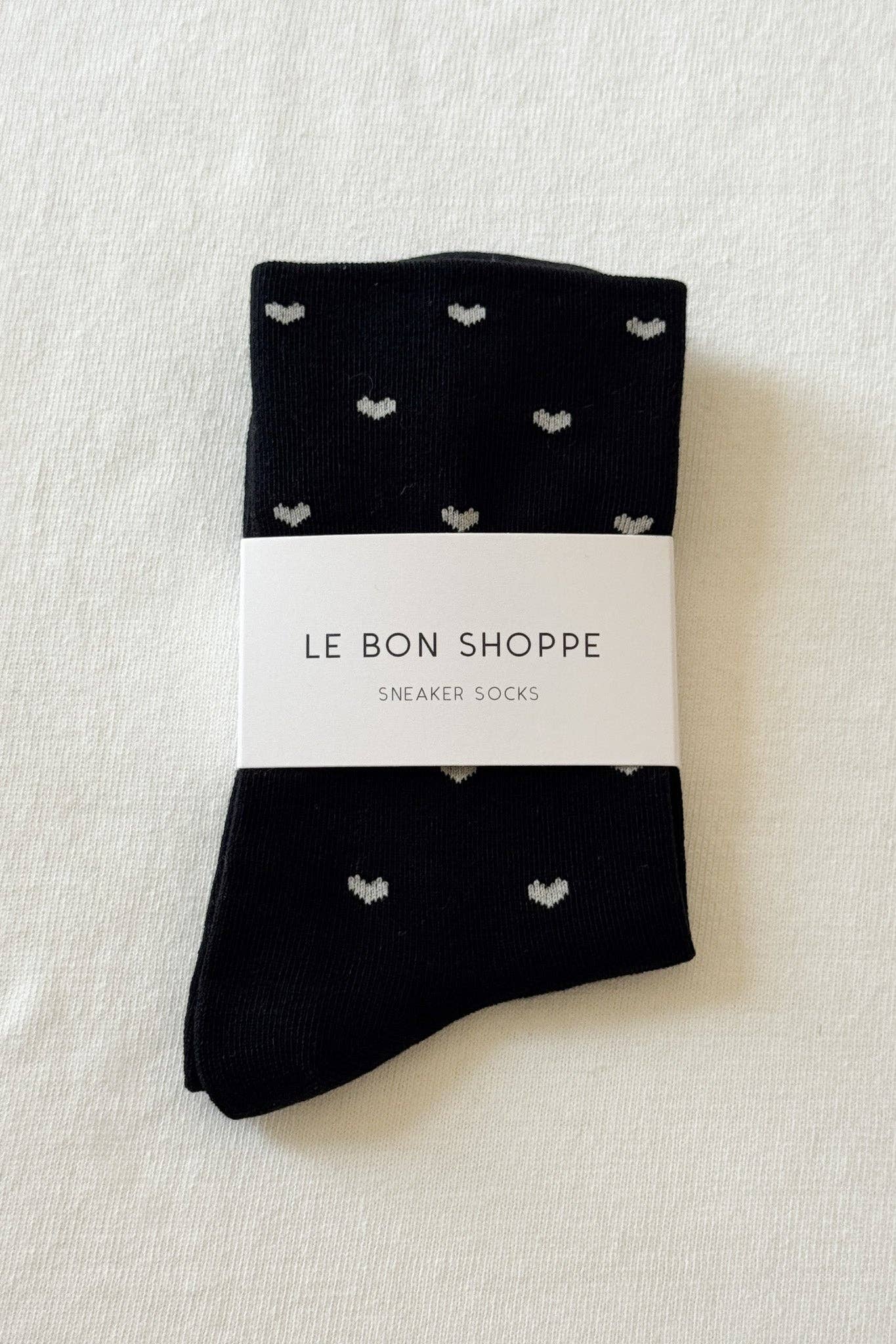 Le Bon Shoppe - Heart Sneaker Sock - Black/Cream