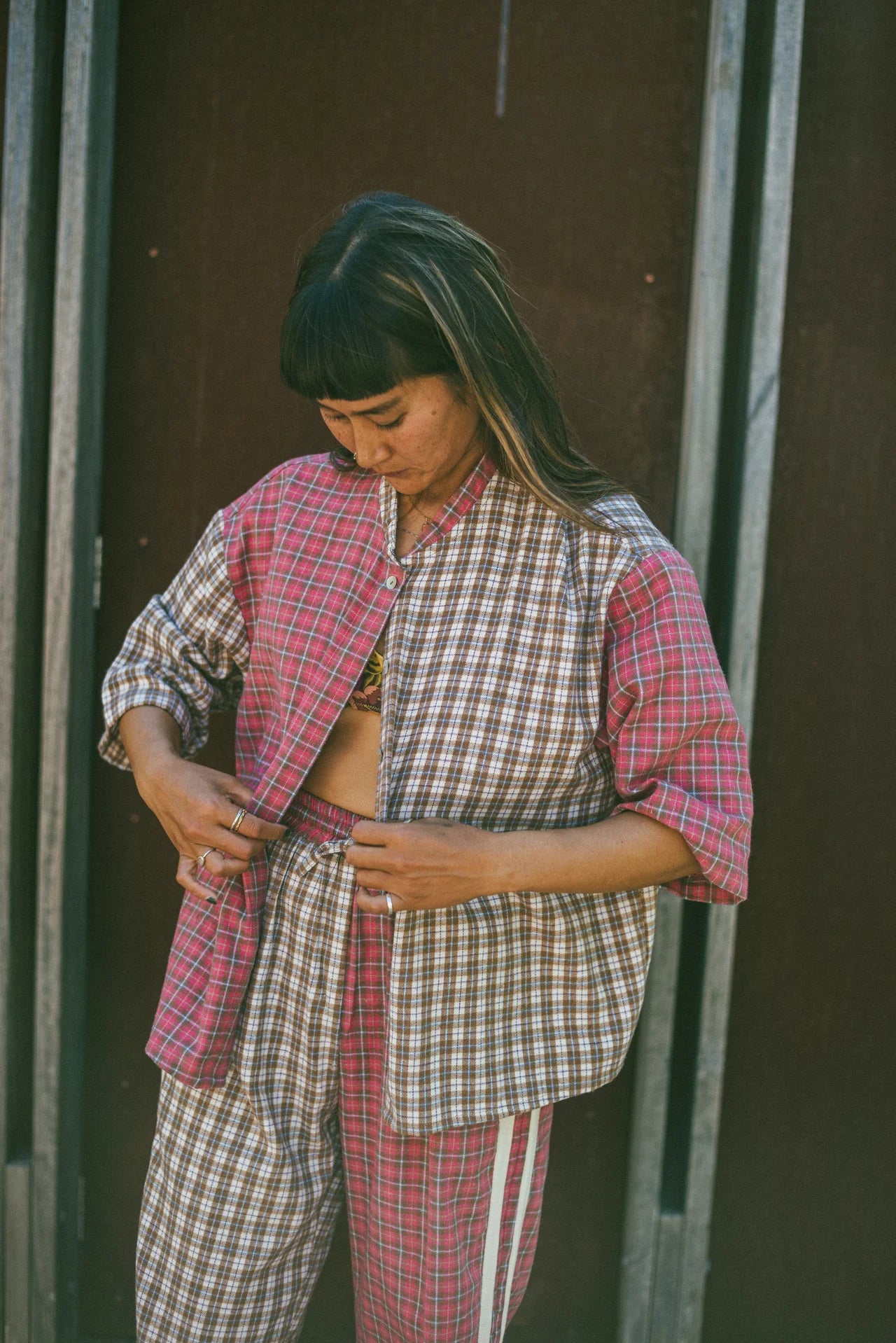 Atmsoea - Flannel Box Shirt - Strawberry Milk