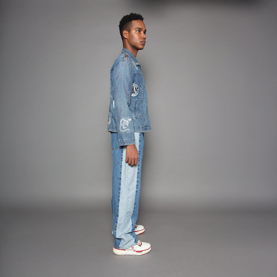 BEWIDER - BLUE WITH SIDE PANEL - SUPER LOOSE JEANS
