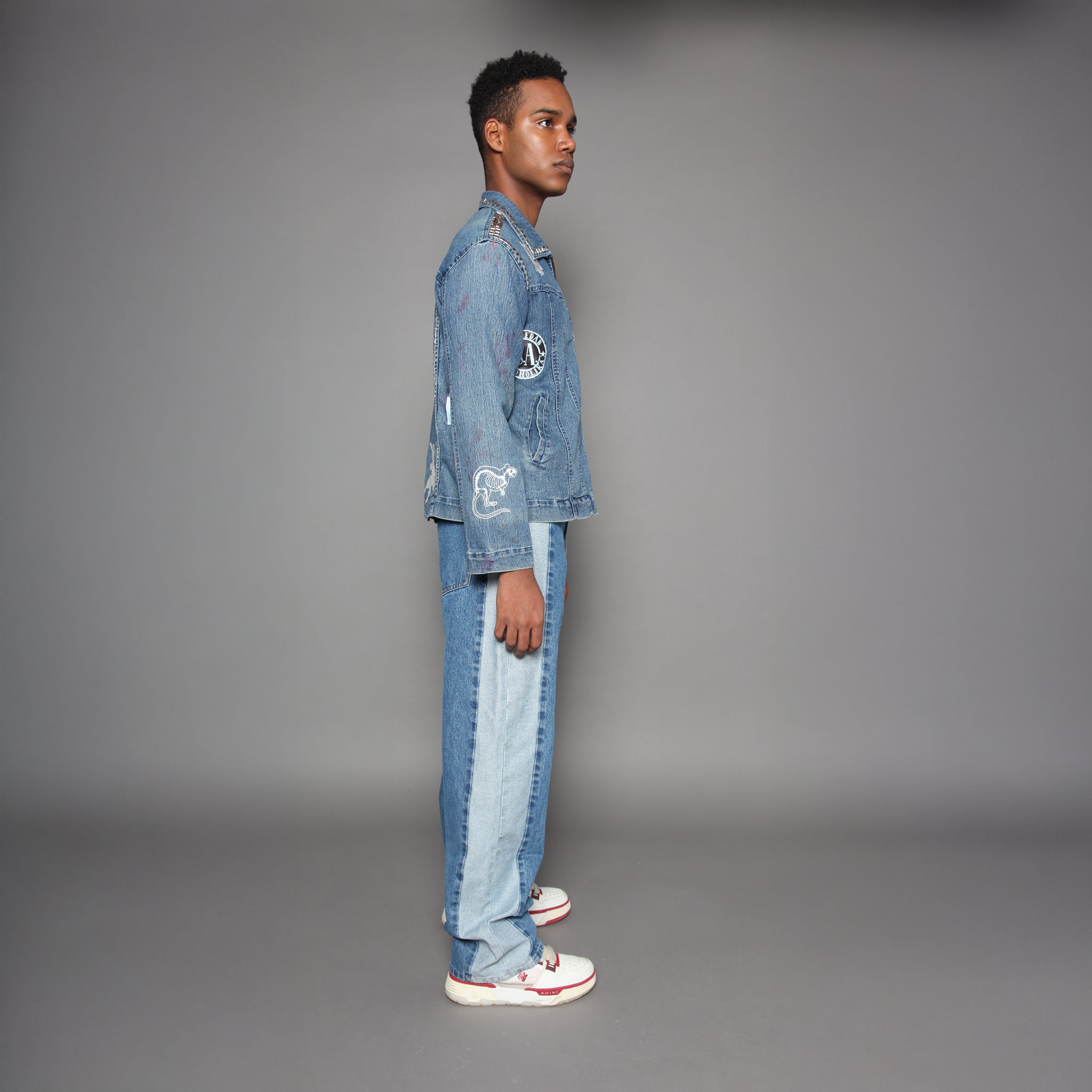 BEWIDER - BLUE WITH SIDE PANEL - SUPER LOOSE JEANS