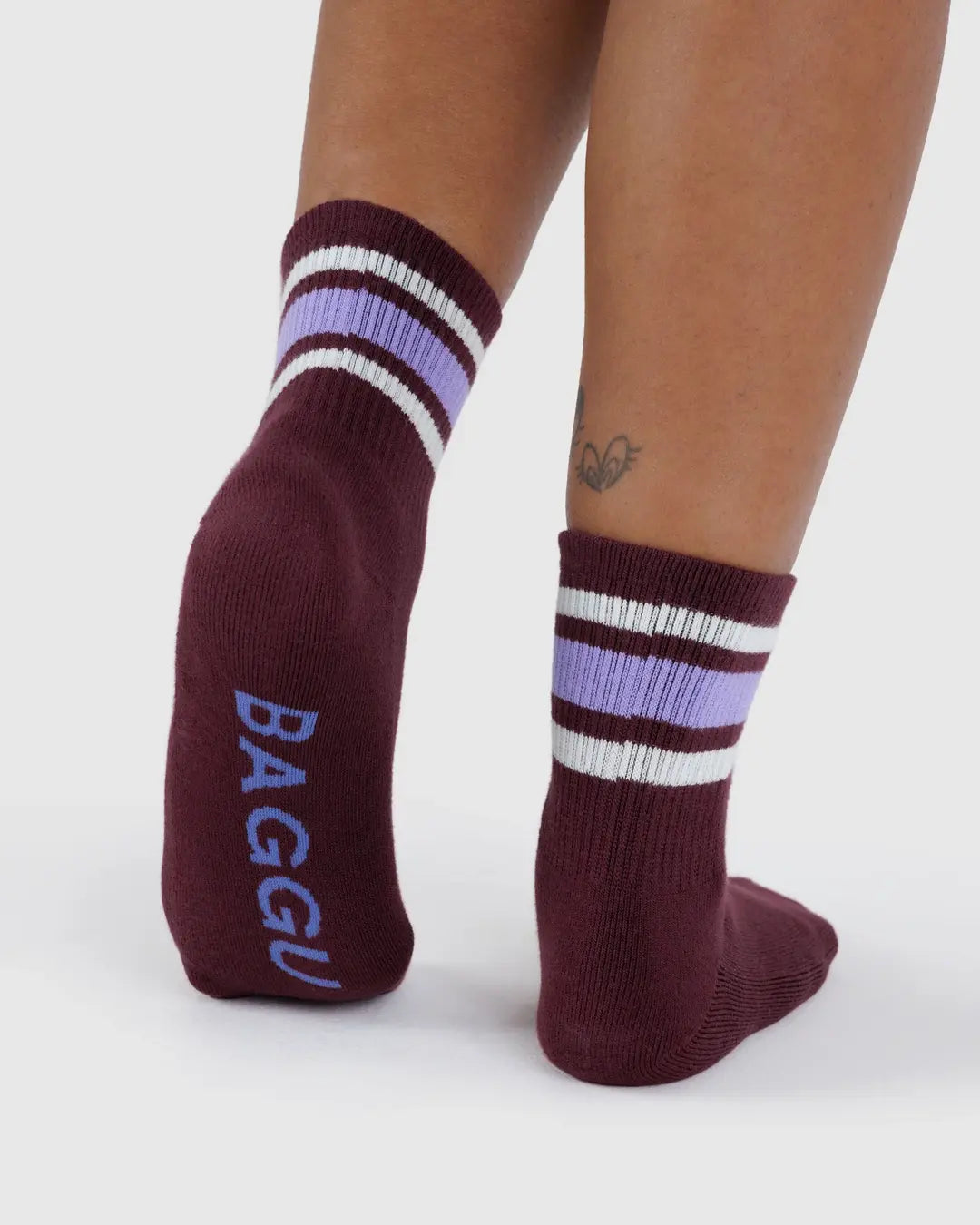 Baggu - Mahogany Stripe - Ribbed Socks