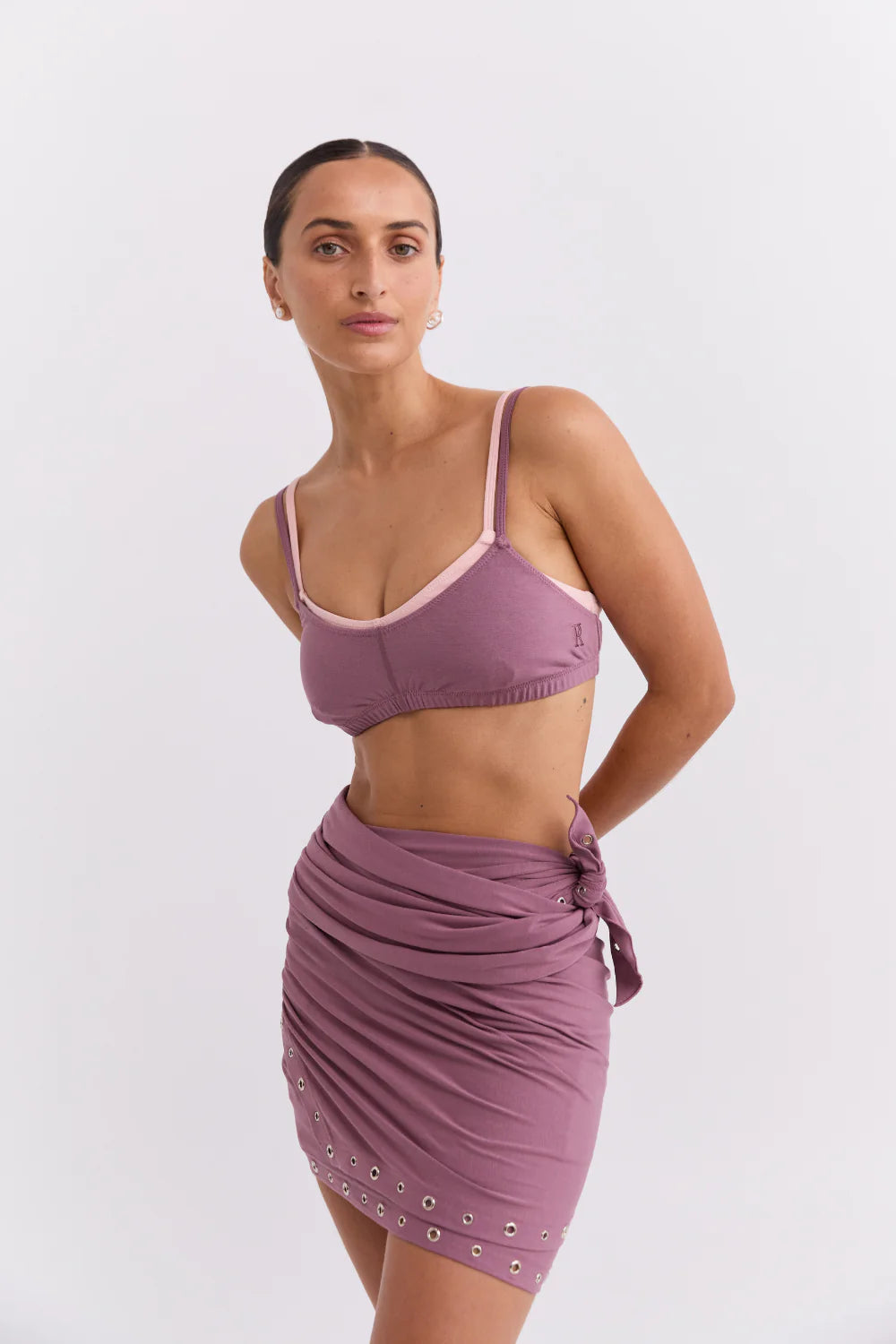 Pinky & Kamal - Eyelet Wrap Skirt - Mauve