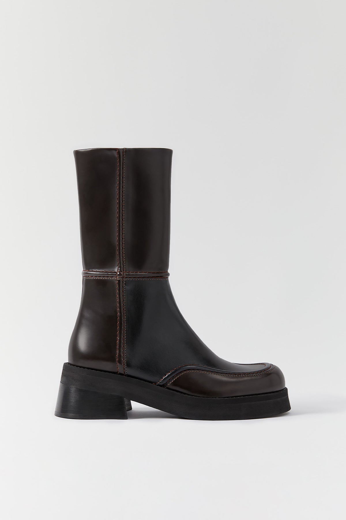 Miista E8 Inne brown leather ankle boots with chunky rubber sole