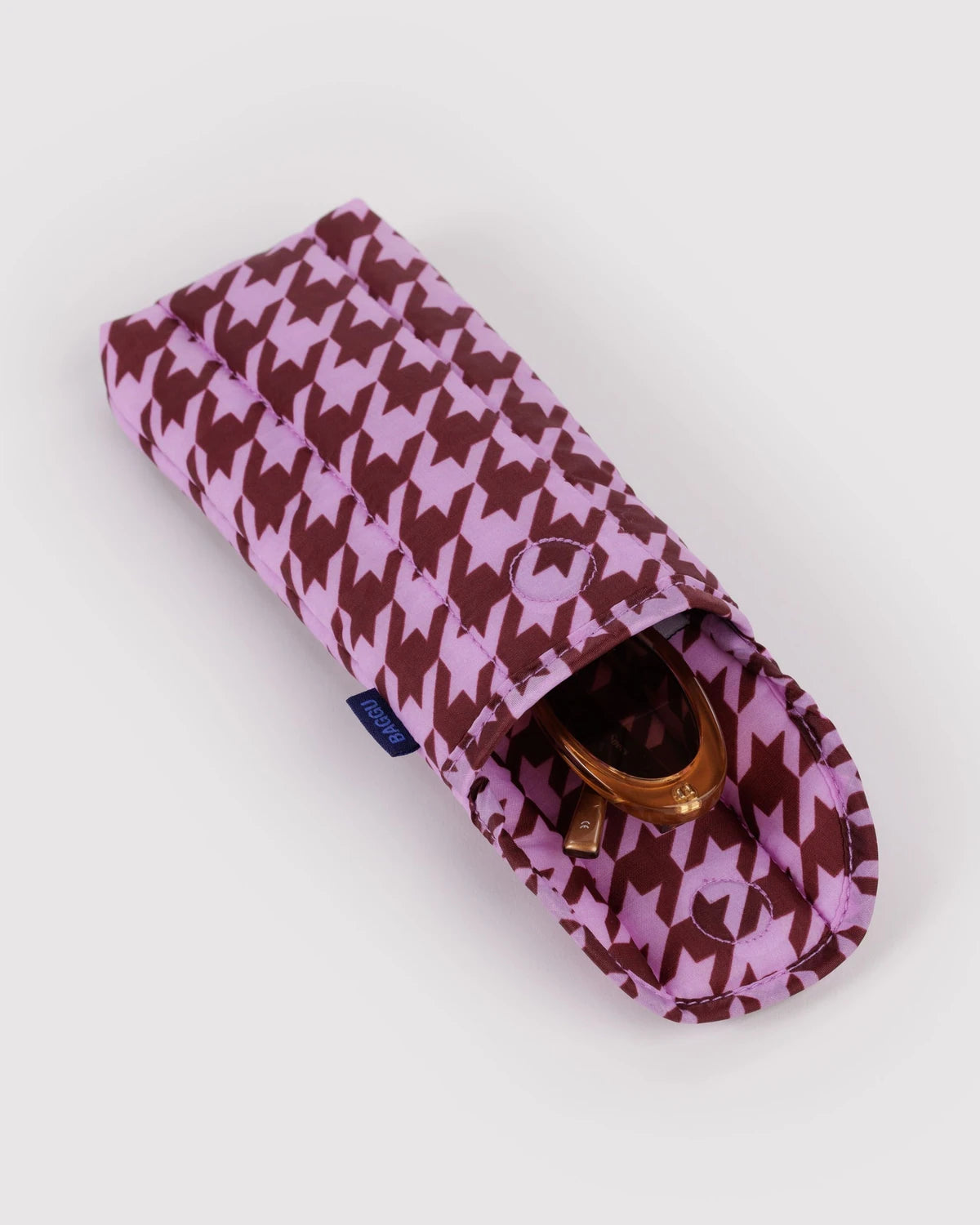 Baggu - Puffy Glasses Sleeve - Pink Houndstooth