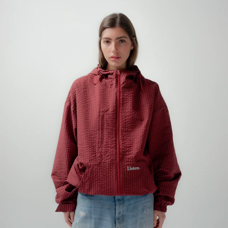 Listen - Plaid Orchid Jacket - Cherry Red