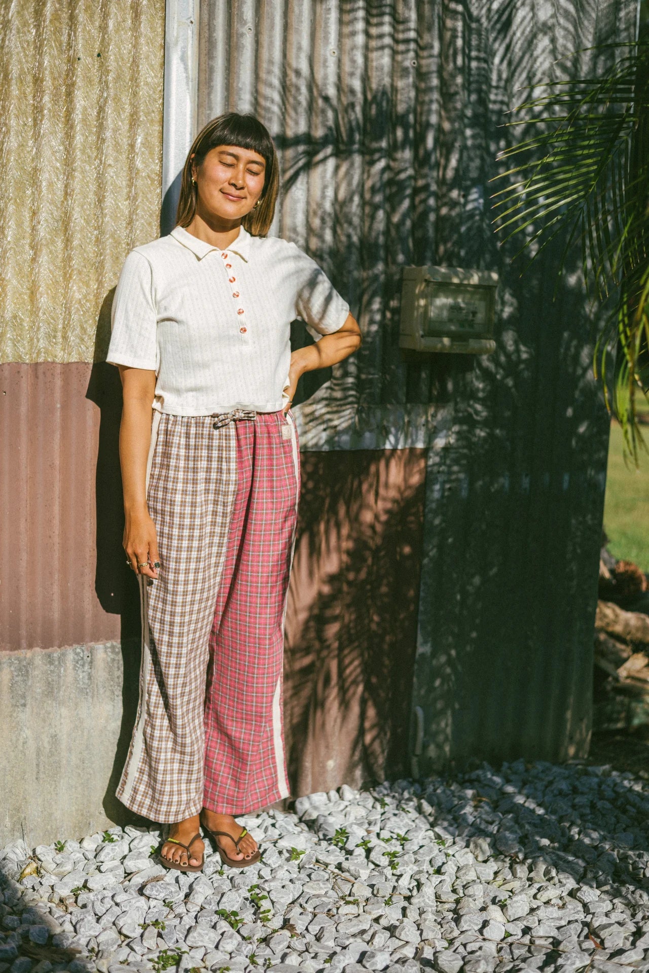 Atmosea - Beach PJ Collar Tee - Cream Pointelle