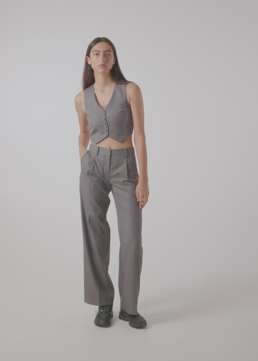 Permanent Vacation - All Day Trouser - Grey Pinstripe