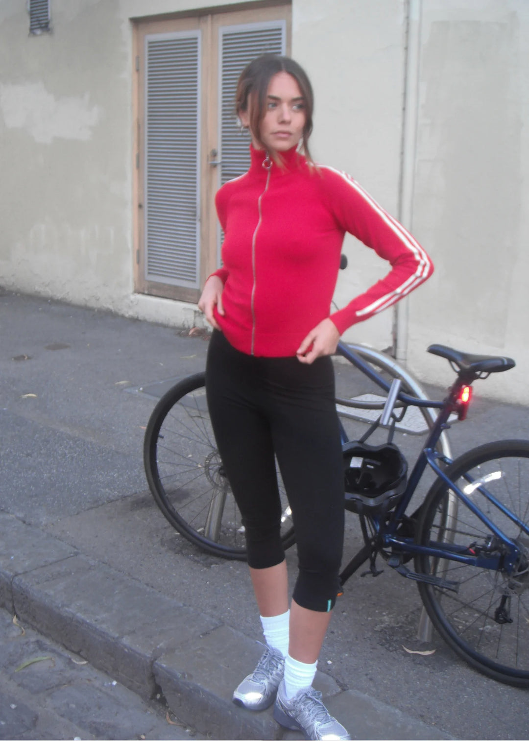 Pinky & Kamal - Striped Knit Bomber - Red White