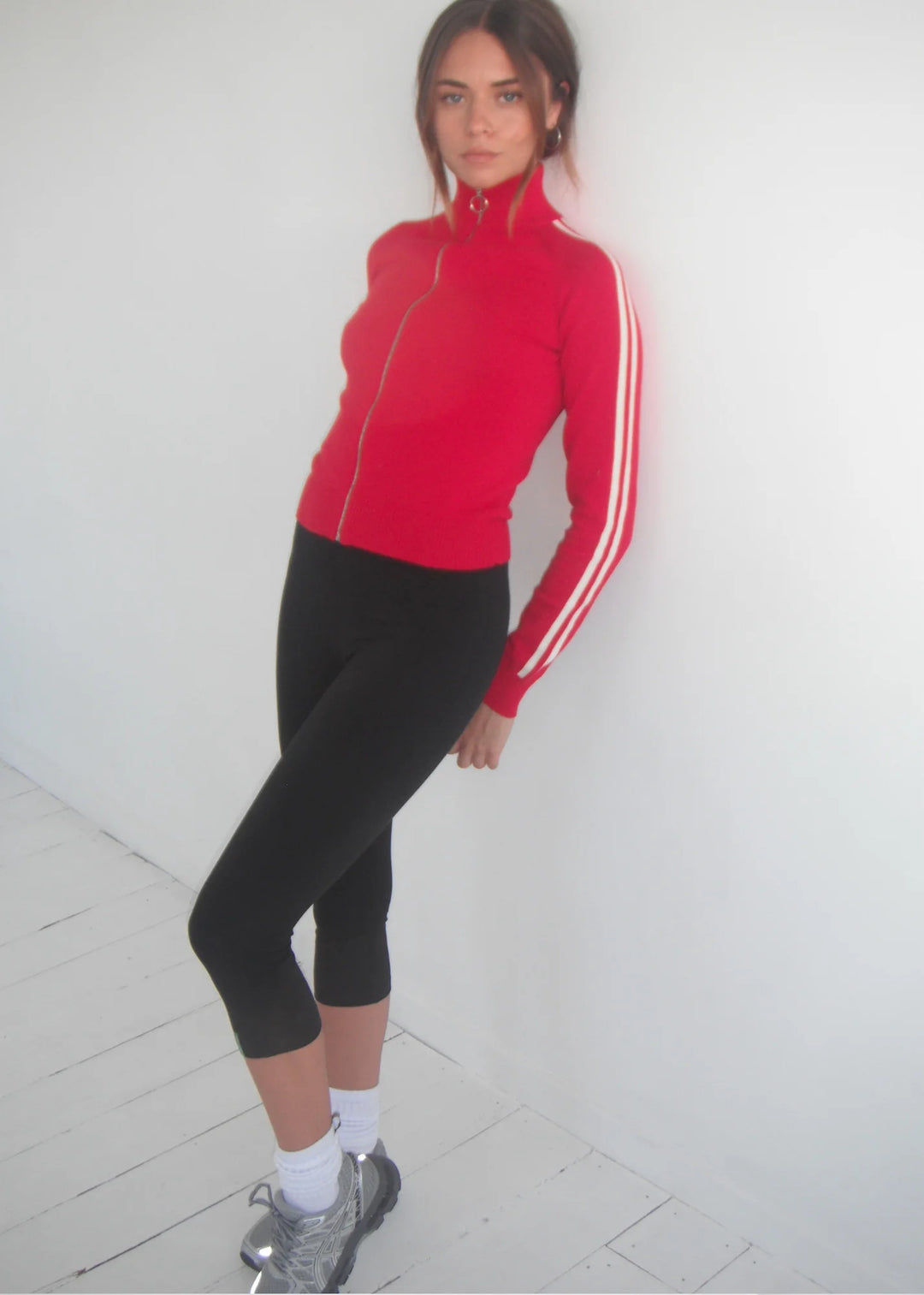 Pinky & Kamal - Striped Knit Bomber - Red White