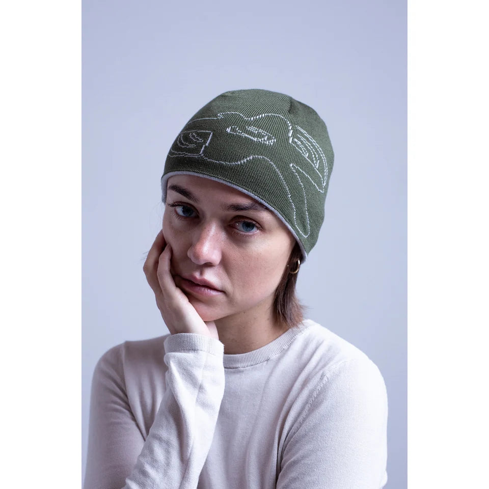 Listen - Reversible Sunrise Beanie - Sage