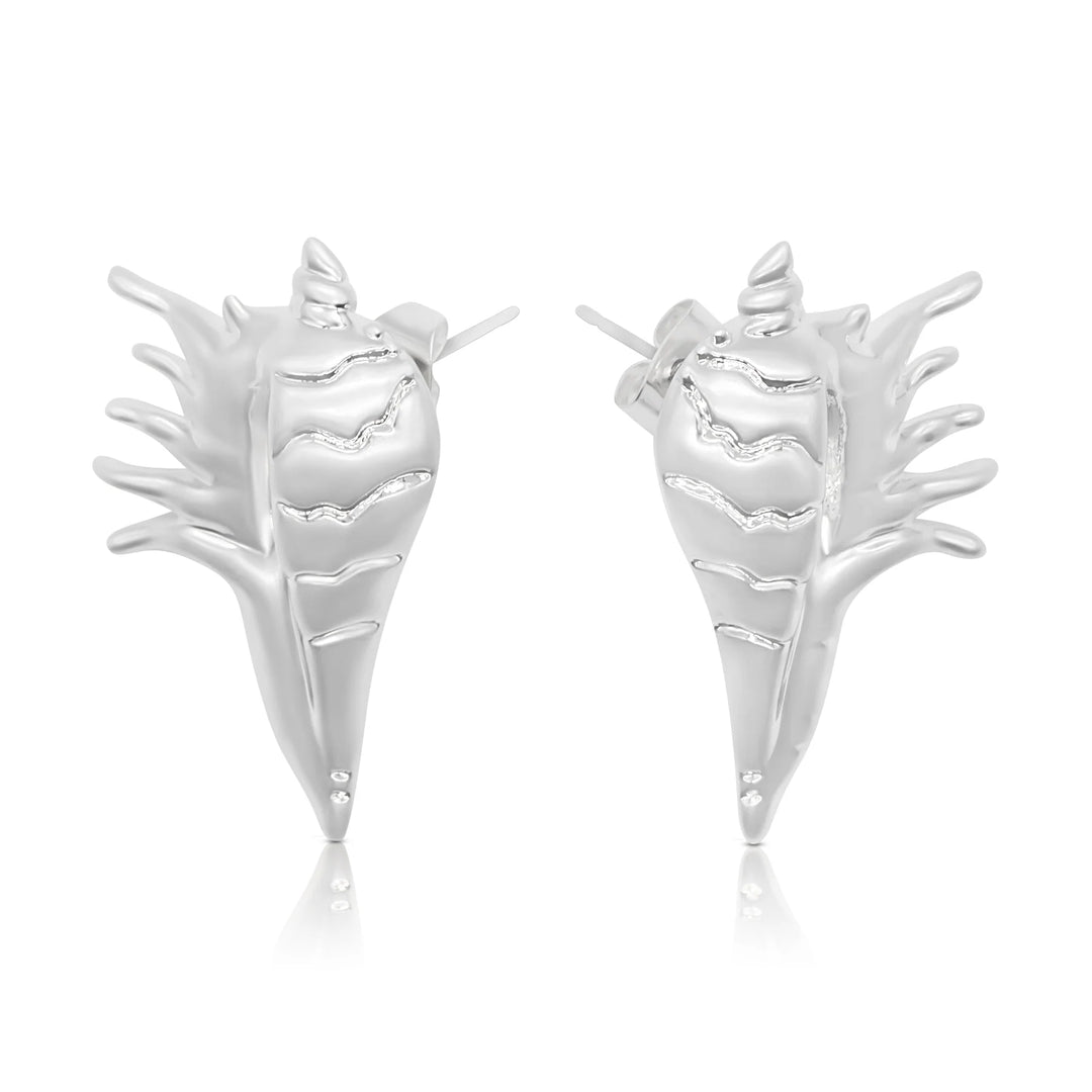 Briwok - Spike Shell Earrings - Silver