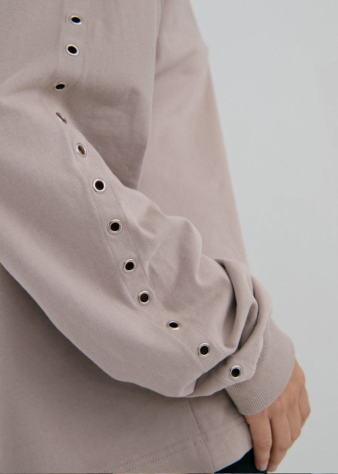 Pinky & Kamal - Long Sleeve Eyelet Top - Graphite
