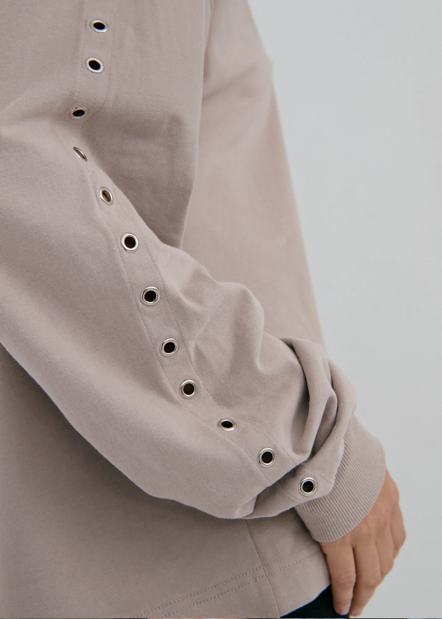 Pinky & Kamal - Long Sleeve Eyelet Top - Graphite